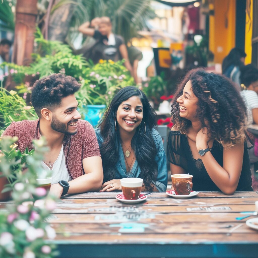 Photo of people drinking Sello Rojo coffee